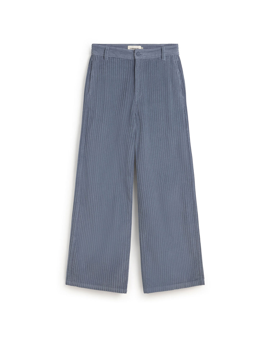 Pantalón tiro alto pana azul Karina sostenible silueta - 1