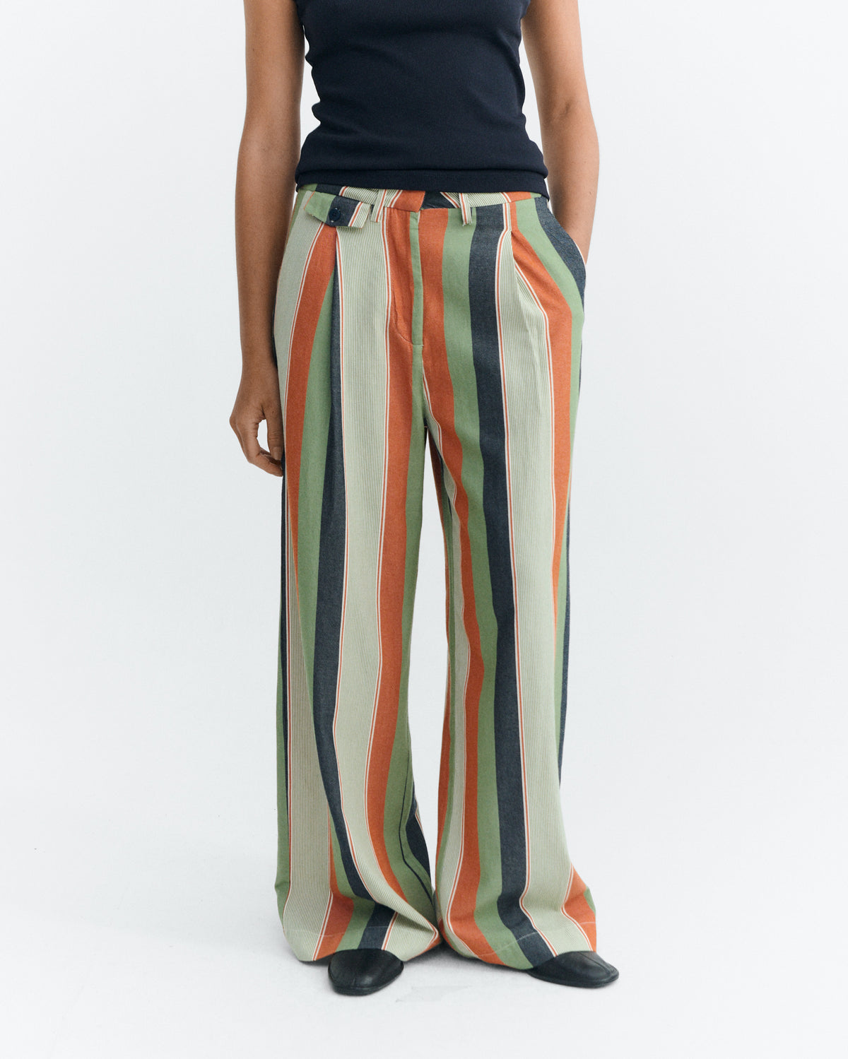 Pantalón wide leg tiro bajo rayas multicolor Pat sostenible - 2