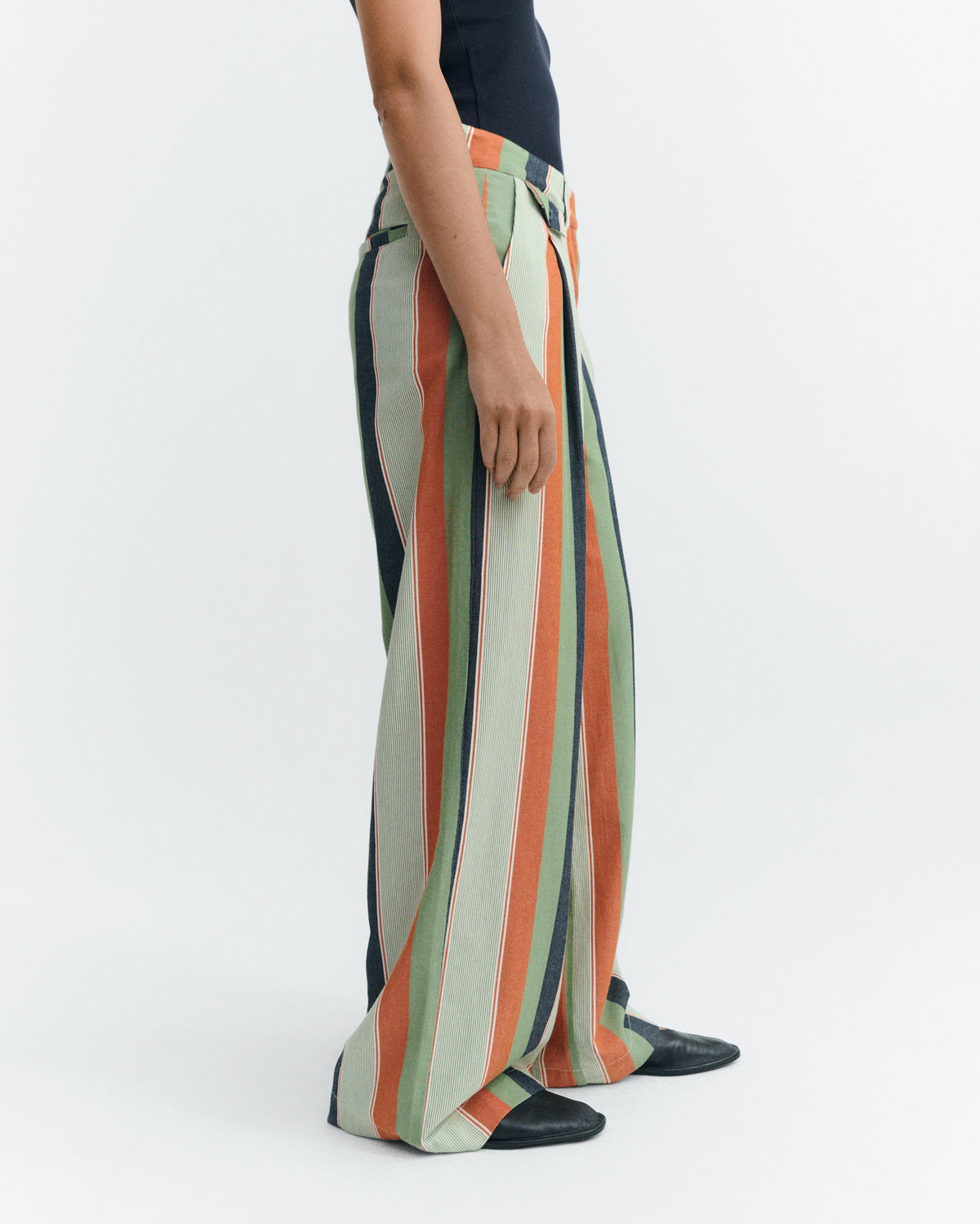 Pantalón wide leg tiro bajo rayas multicolor Pat sostenible - 4