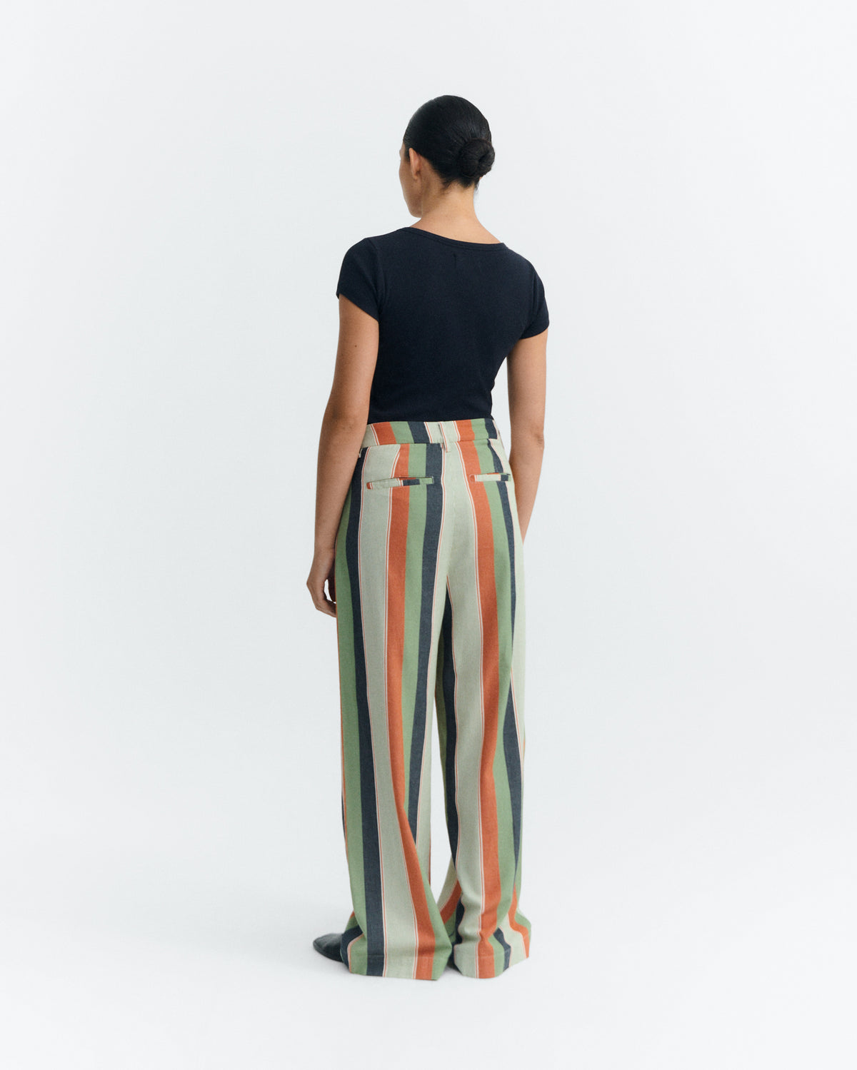 Pantalón wide leg tiro bajo rayas multicolor Pat sostenible - 5