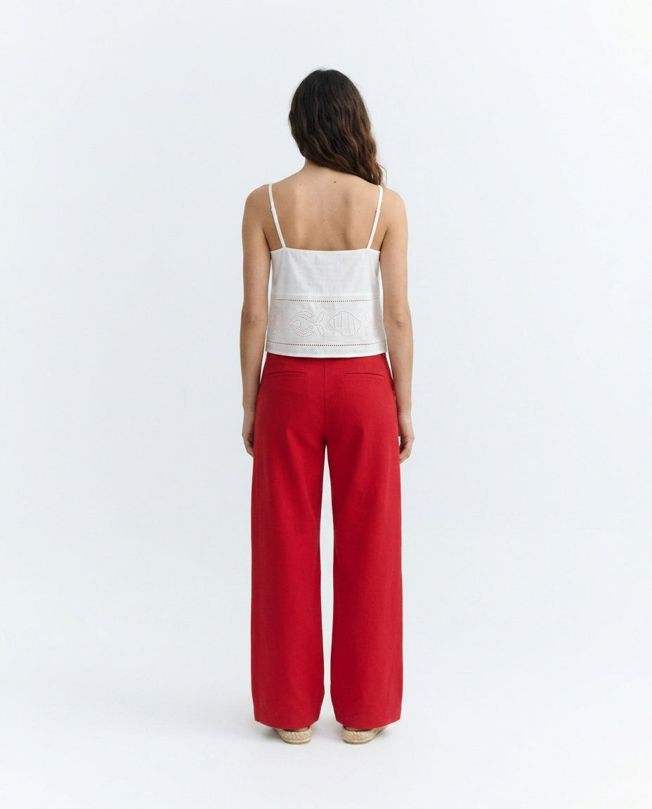 Pantalón tiro alto rojo Karina - sostenible - 2.1