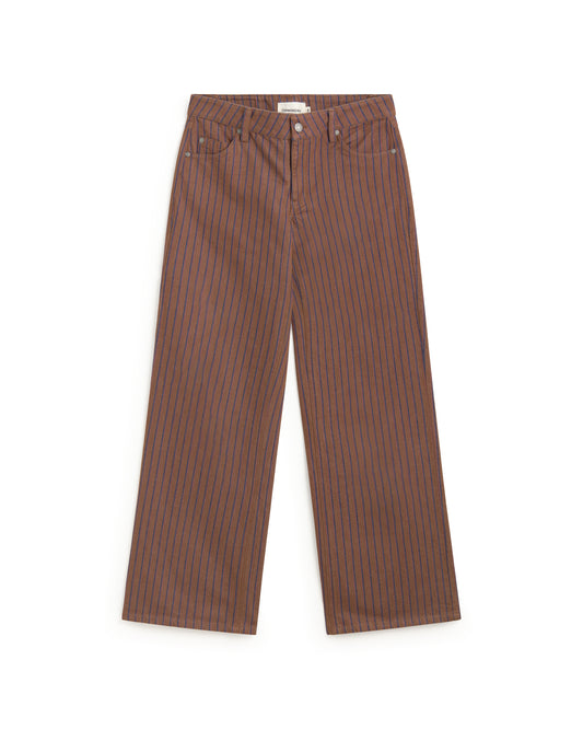 Pantalón tiro bajo rayas tinte natural marrón Kettan sostenible silueta - 1