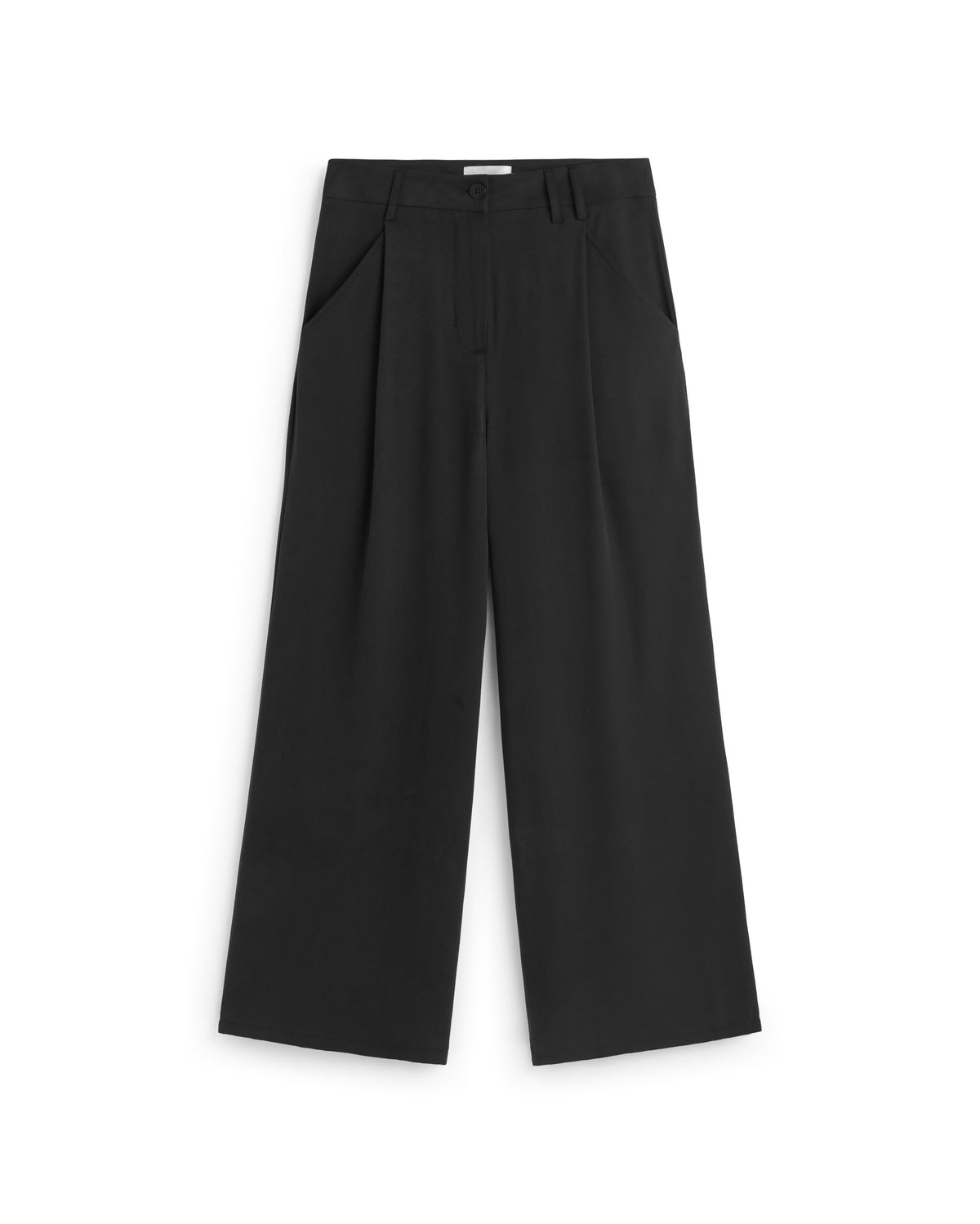 Pantalón wide leg pinza negro Molly sostenoble silueta - 1