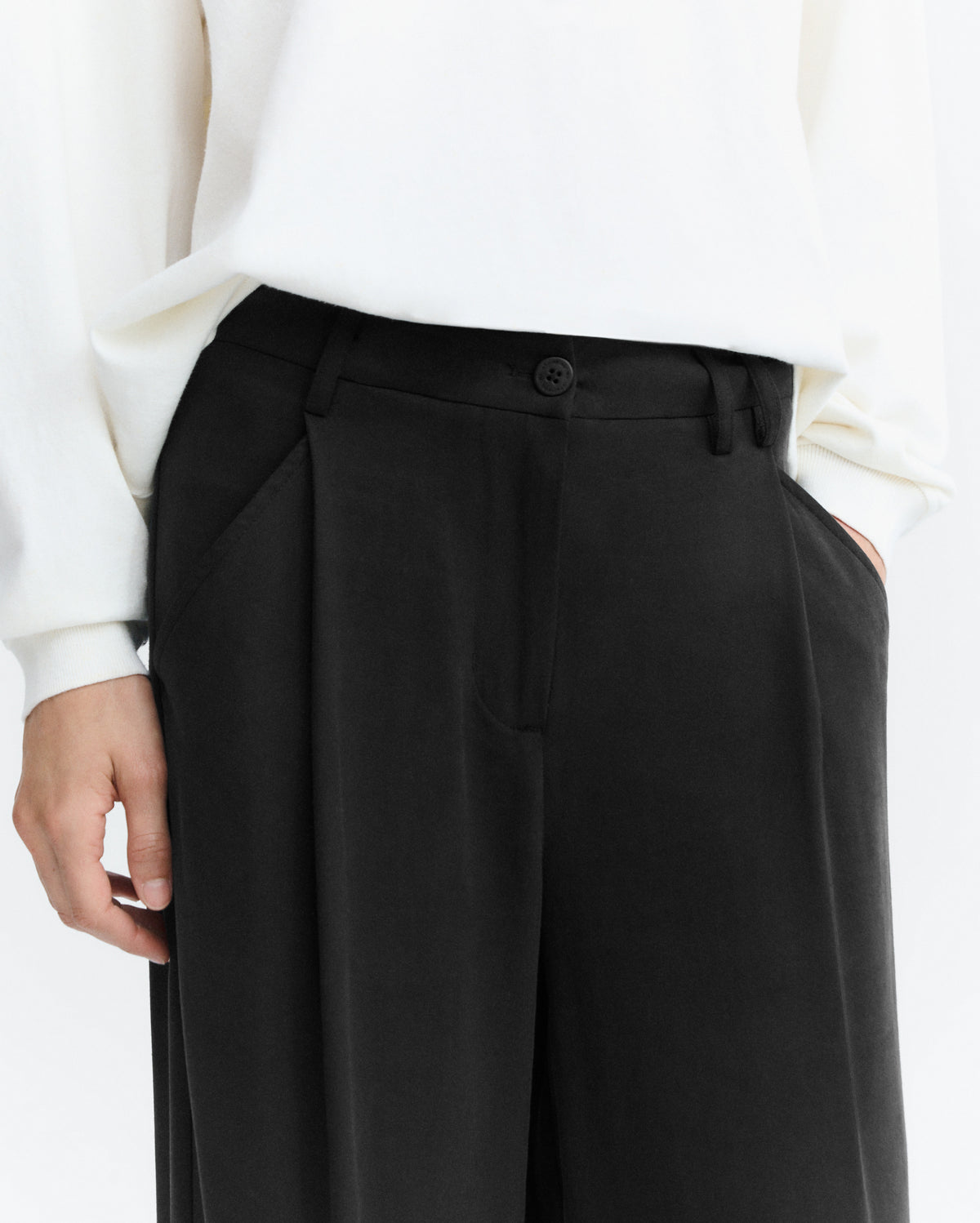 Pantalón wide leg pinza negro Molly sostenoble - 3