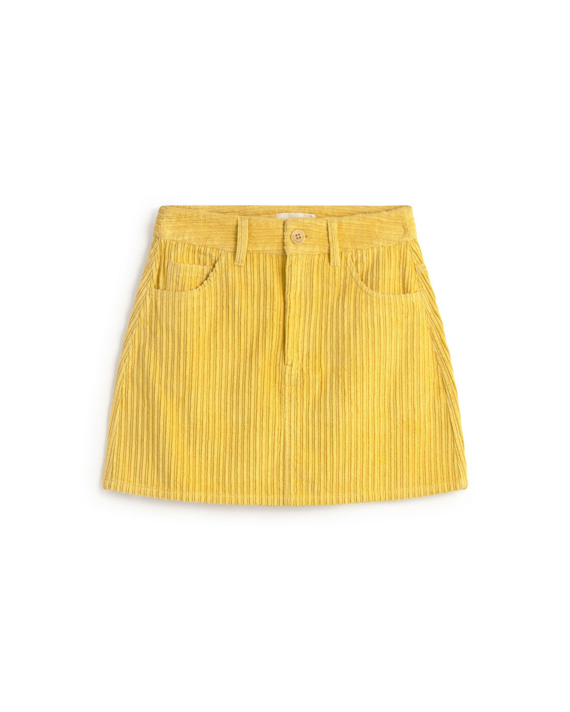 Falda mini pana amarilla Kimmy sostenible silueta - 1
