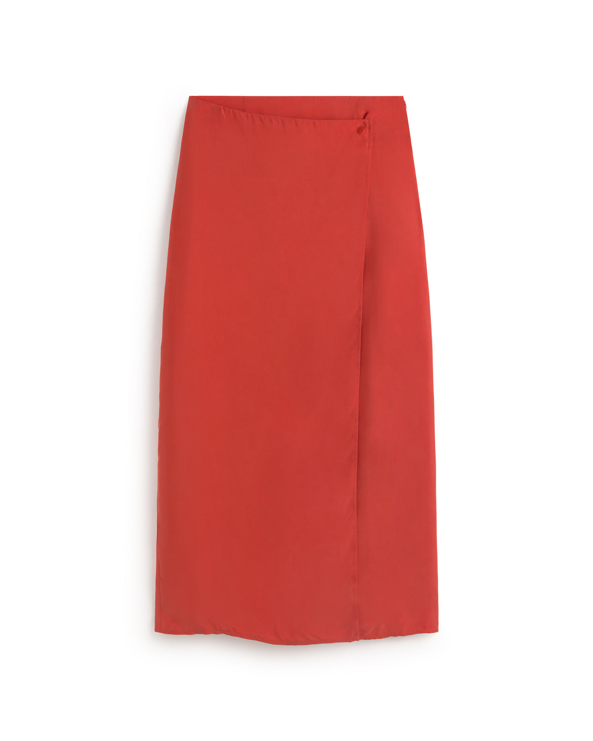 Falda larga roja cupro Selina sostenible silueta - 1