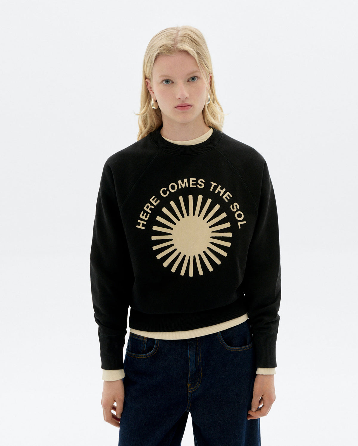 Sudadera negra retro sol crudo Bonnie sostenible - 1
