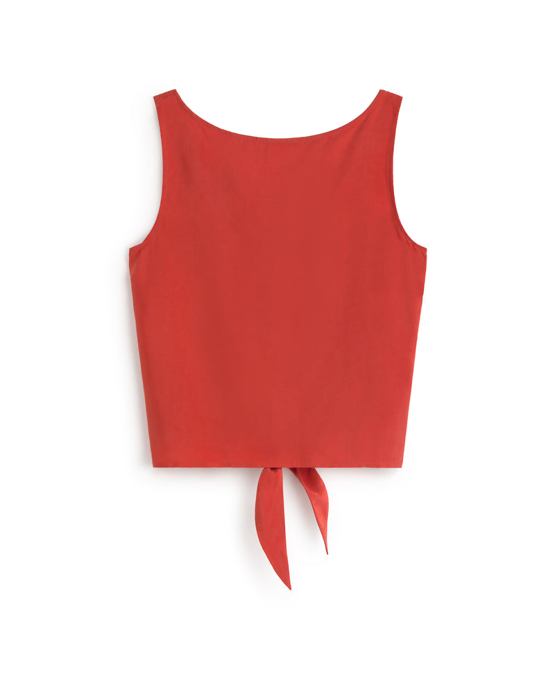 Top rojo lazo cupro Solea sostenible silueta - 1