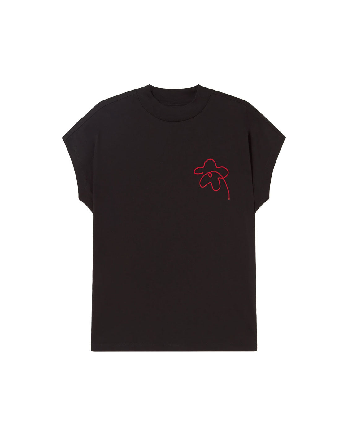 Camiseta bordada a mano flower Volta sostenible silueta - 1
