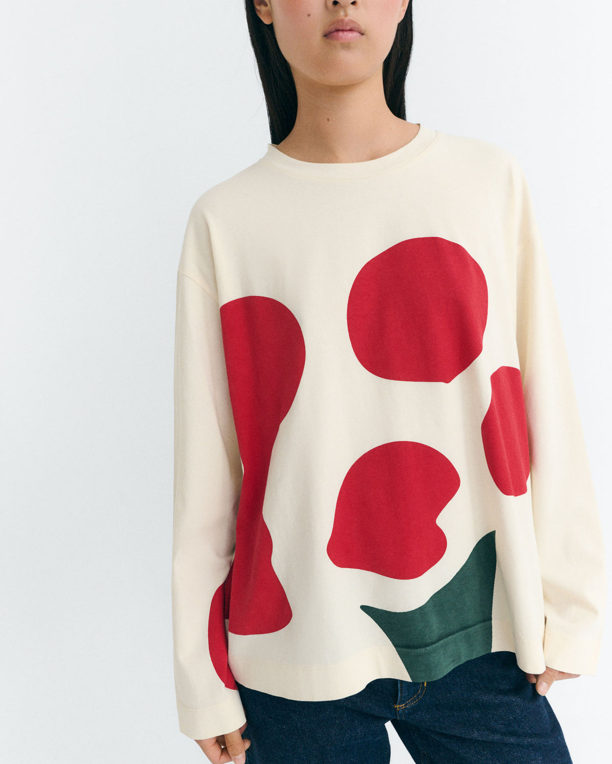 Camiseta blanca manga larga flower Emily sostenible - 3