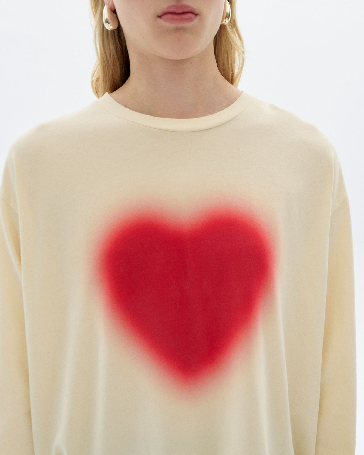 Camiseta manga larga blanca blurry heart Emily sostenible - 1
