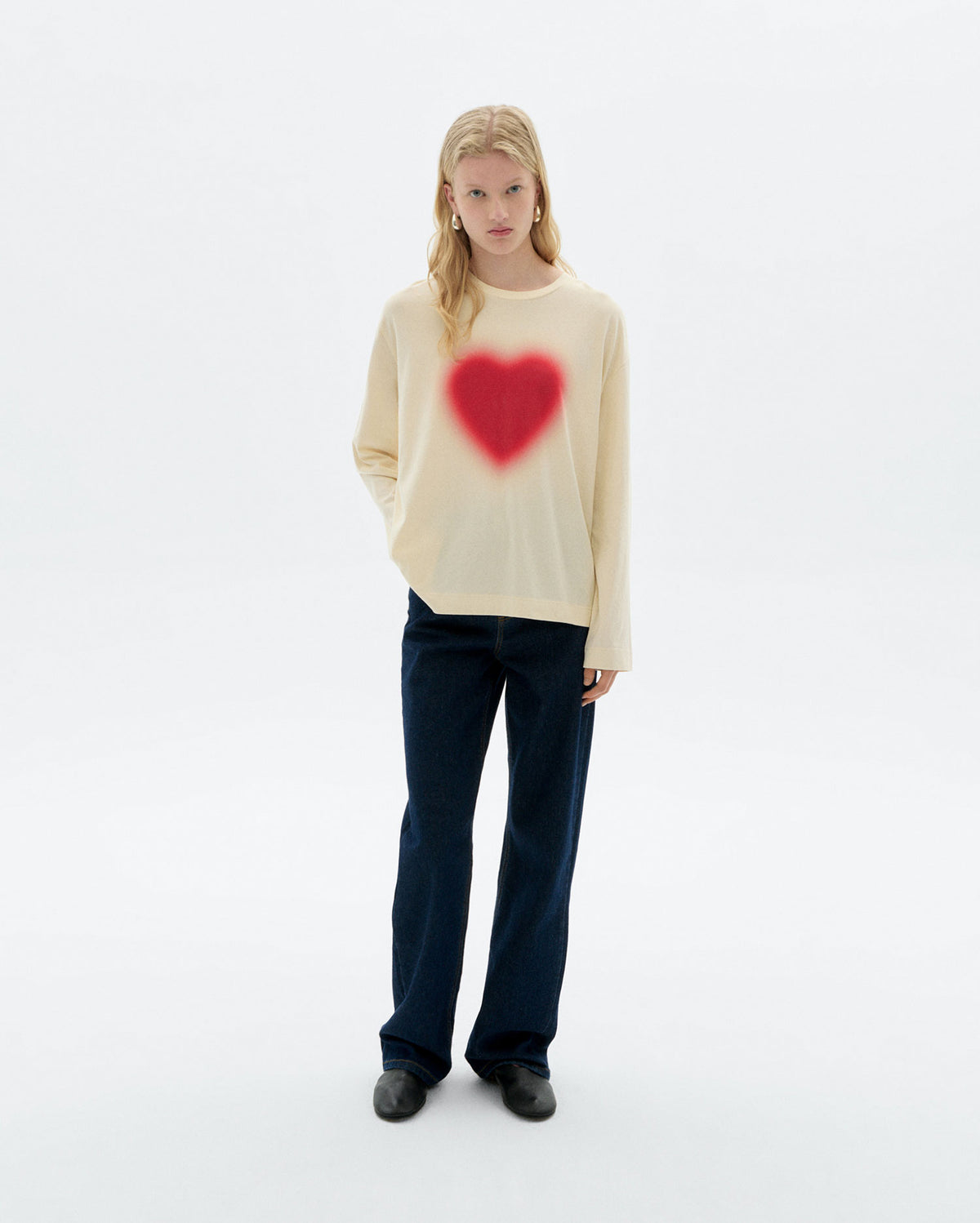 Camiseta manga larga blanca blurry heart Emily sostenible - 2