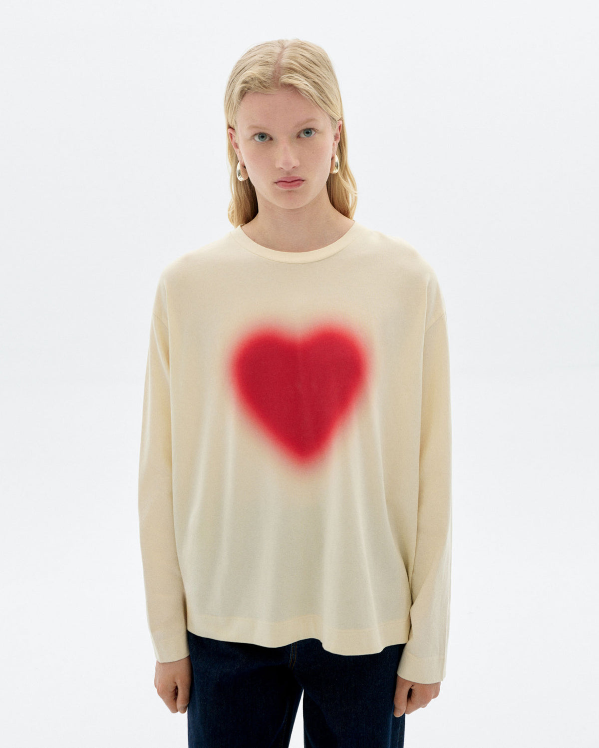 Camiseta manga larga blanca blurry heart Emily sostenible - 3