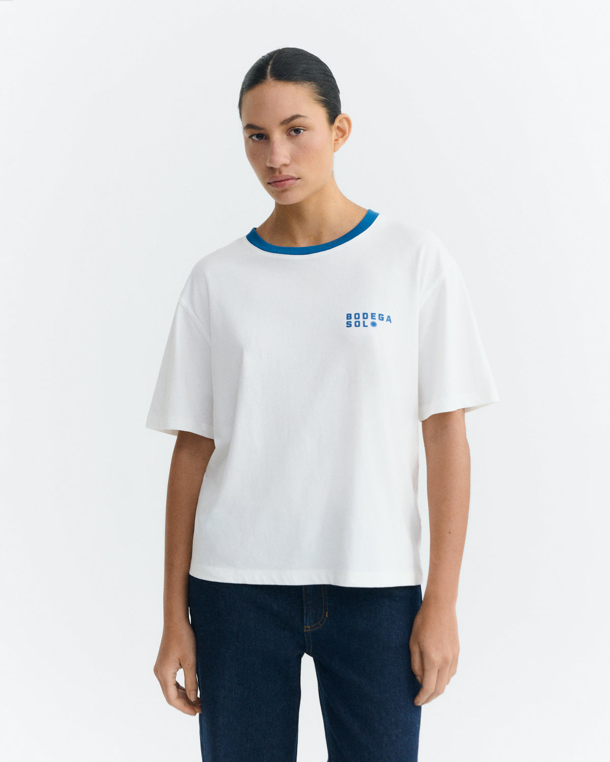 Camiseta contraste azul bodega sol Lucia sostenible - 1