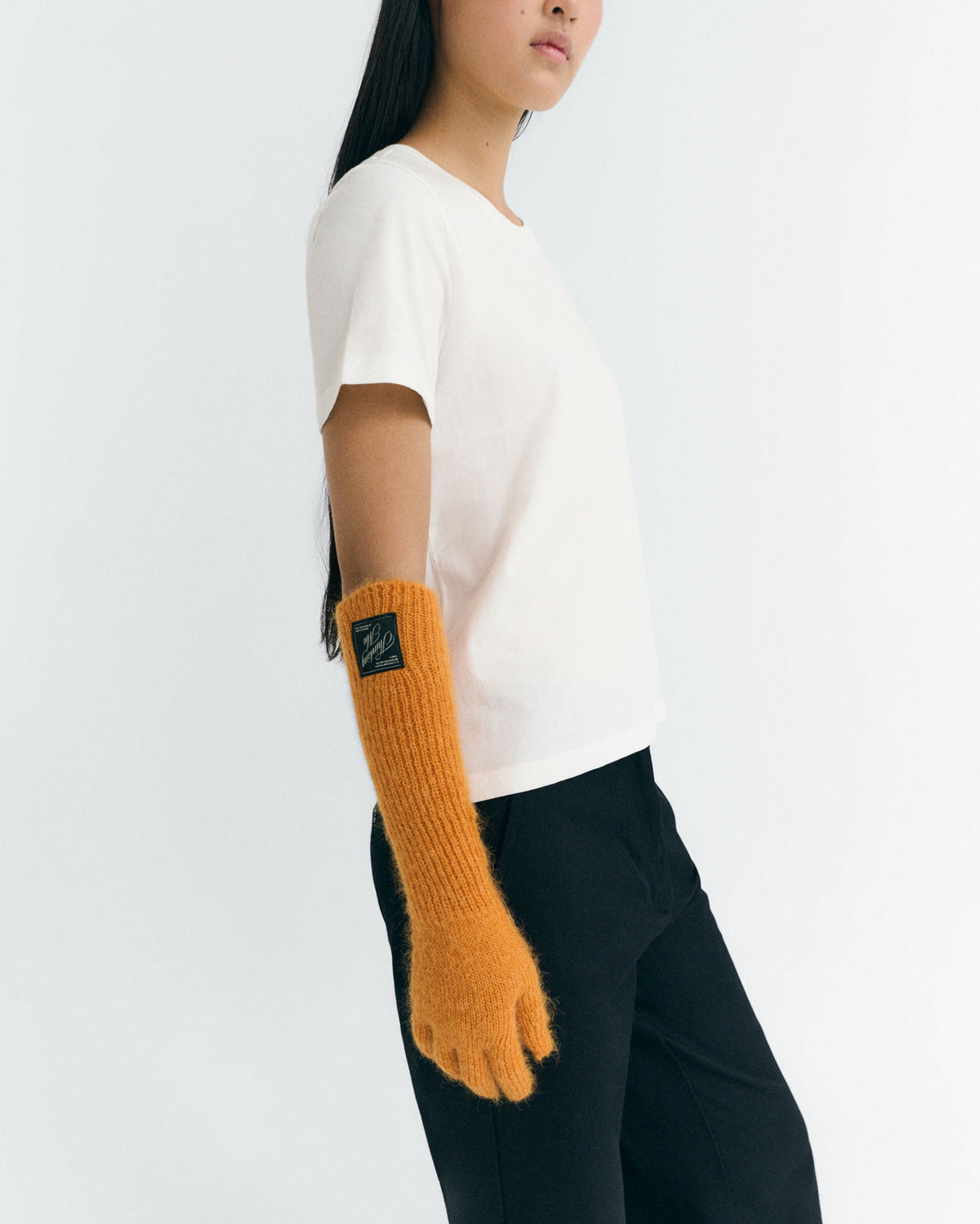Guantes punto naranja mohair Maggie sostenible - 4