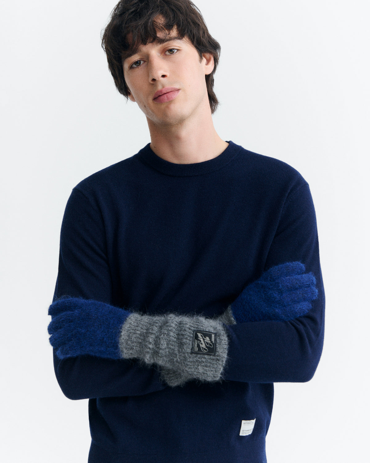 Guantes lana alpaca gris y navy sostenible - 3