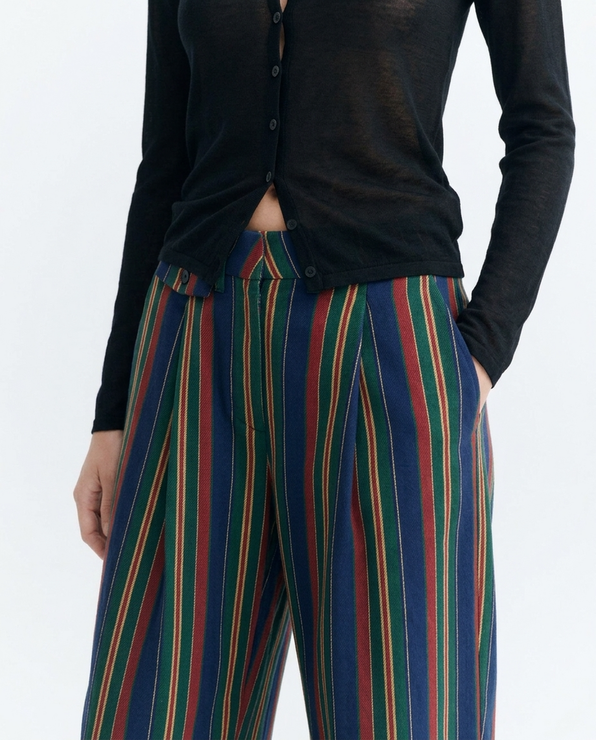Pantalón wide leg tiro bajo rayas Patricia
